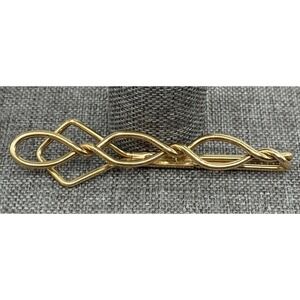 Vintage 12K Gold Fill Swank Twisted Rope Loop Long Tie Bar Clip